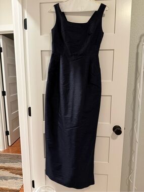 Classic Navy Square-Neck Maxi Dress